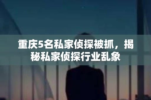 重庆5名私家侦探被抓，揭秘私家侦探行业乱象